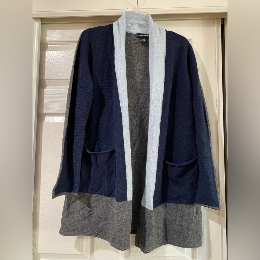 Cashmere Cashmere Stitch Fix Blue & Gray Open Front Cardigan Size‎ Large